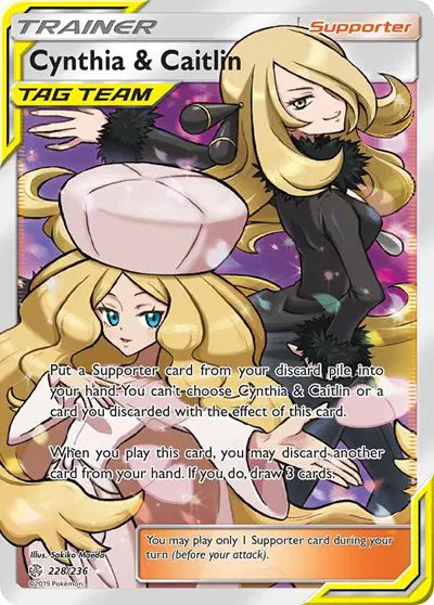 Sun & Moon Cosmic Eclipse 228/236 Cynthia & Caitlin (Full Art)