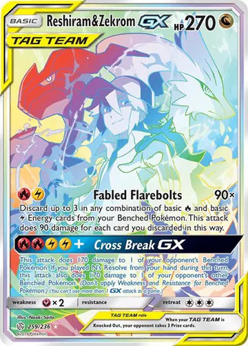 Sun & Moon Cosmic Eclipse 259/236 Reshiram & Zekrom GX (Secret)