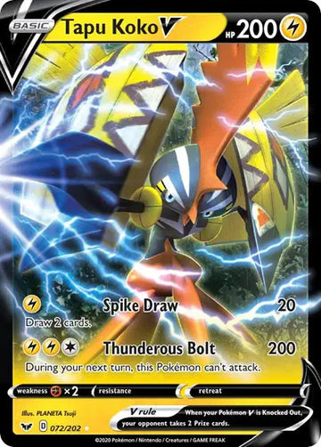 Sword & Shield Base Set 072/202 Tapu Koko V