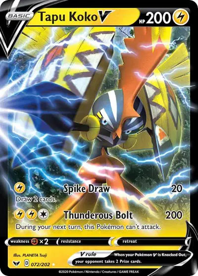 Sword & Shield Base Set 072/202 Tapu Koko V