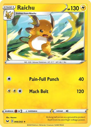 Sword & Shield Base Set 066/202 Raichu