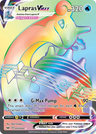 Sword & Shield Base set 203/202 Lapras VMAX (Secret)