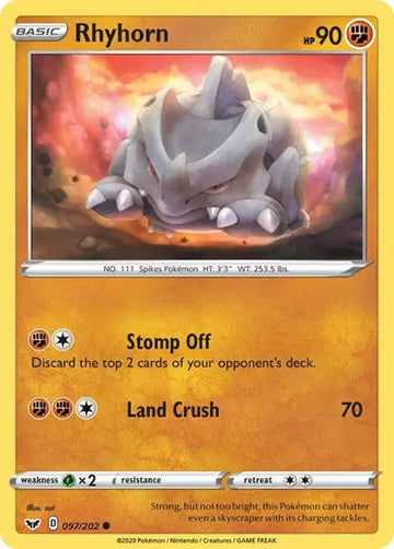 Sword & Shield Base set 097/202 Rhyhorn (097)