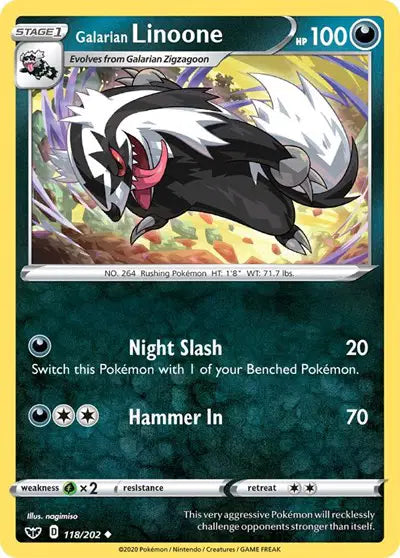 Sword & Shield Base set  118/202 Galarian Linoone
