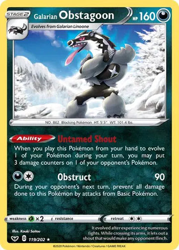 Sword & Shield Base set  119/202 Galarian Obstagoon