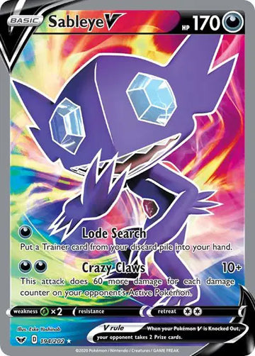 Sword & Shield Base set 194/202 Sableye V (Full Art)