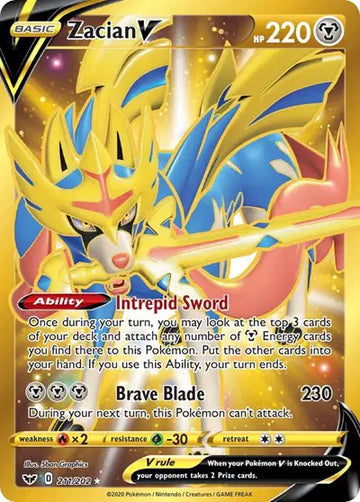 Sword & Shield Base set  211/202 Zacian V (Secret)