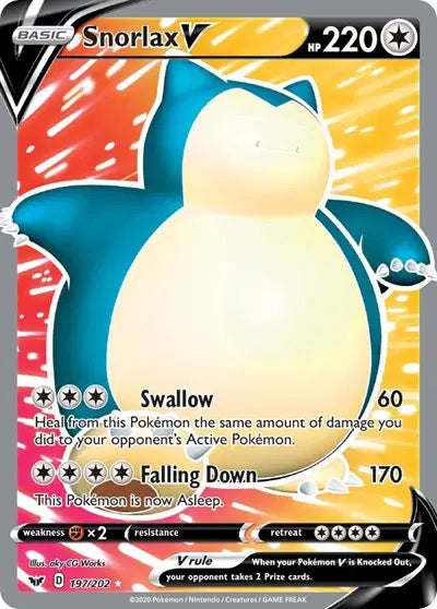 Sword & Shield Base set 197/202 Snorlax V (Full Art)