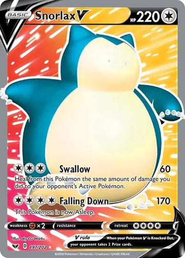 Sword & Shield Base set 197/202 Snorlax V (Full Art)