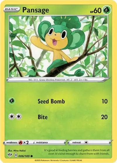 Sword & Shield Darkness Ablaze 006/189 Pansage