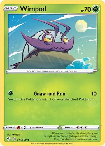 Sword & Shield Darkness Ablaze 017/189 Wimpod