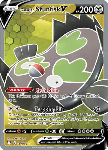 Sword & Shield Darkness Ablaze  184/189 Galarian Stunfisk V (Full Art)