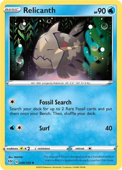 Sword & Shield Darkness Ablaze 040/189 Relicanth