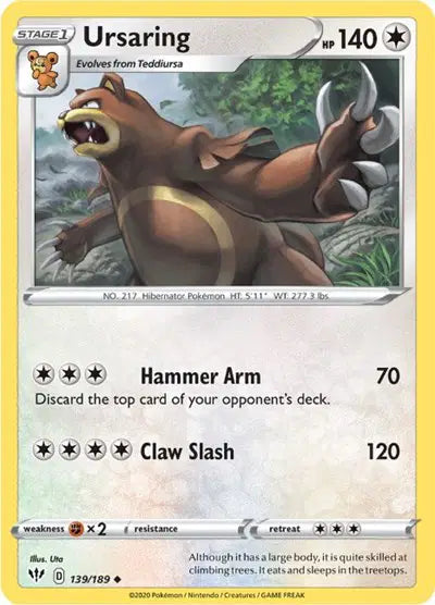 Sword & Shield Darkness Ablaze 139/189 Ursaring