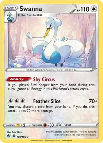 Sword & Shield Darkness Ablaze 149/189 Swanna