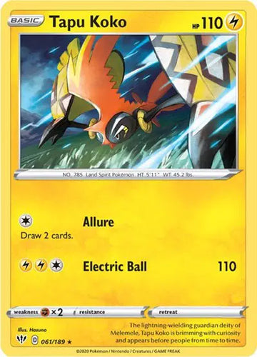 Sword & Shield Darkness Ablaze 061/189 Tapu Koko
