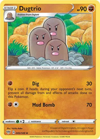 Sword & Shield Darkness Ablaze  085/189 Dugtrio