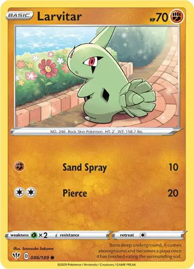 Sword & Shield Darkness Ablaze  086/189 Larvitar