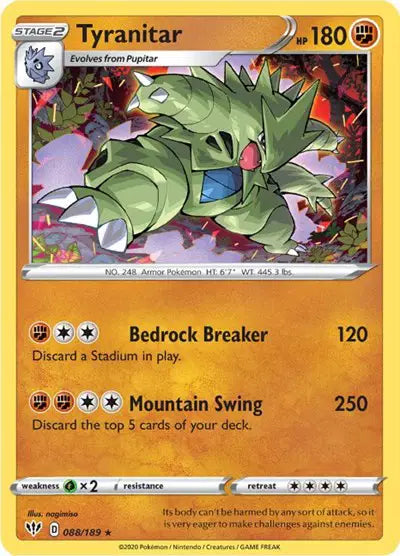 Sword & Shield Darkness Ablaze  088/189 Tyranitar