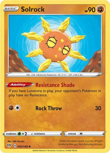 Sword & Shield Darkness Ablaze 092/189 Solrock