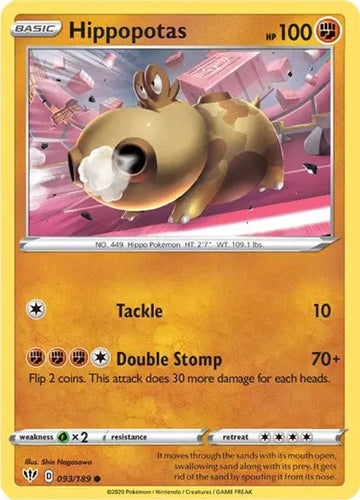 Sword & Shield Darkness Ablaze 093/189 Hippopotas