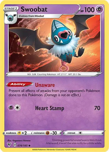 Sword & Shield Vivid Voltage 074/185 Swoobat