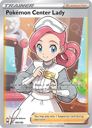Sword & Shield Vivid Voltage 185/185 Pokemon Center Lady (Full Art)