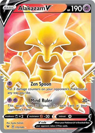 Sword & Shield Vivid Voltage 172/185 Alakazam V (Full Art)