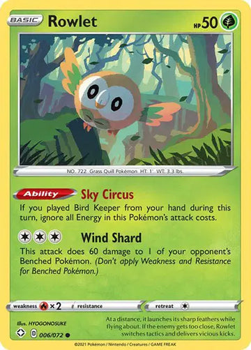 Sword & Shield Shining Fates 006/072 Rowlet
