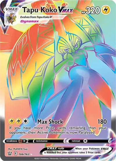 Sword & Shield Battle Styles 166/163 Tapu Koko VMAX (Secret)