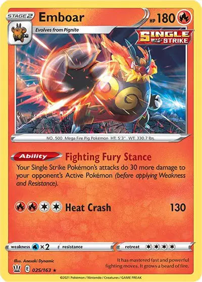 Sword & Shield Battle Styles 025/163 Emboar