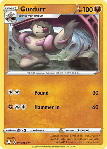Sword & Shield Battle Styles 074/163 Gurdurr