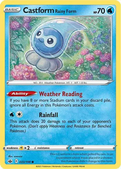 Sword & Shield Chilling Reign 033/198 Castform Rainy Form