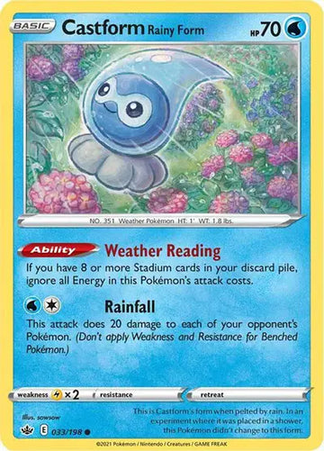 Sword & Shield Chilling Reign 033/198 Castform Rainy Form