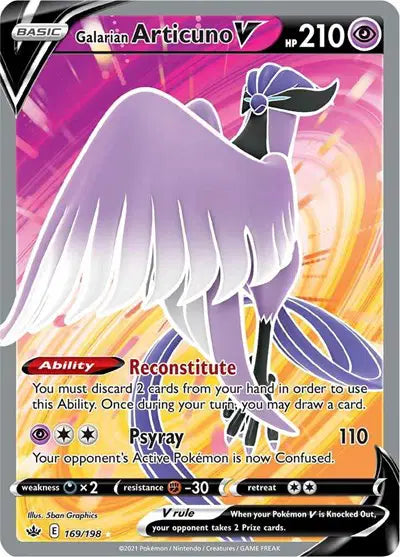 Sword & Shield Chilling Reign-169/198 Galarian Articuno V (Full Art)