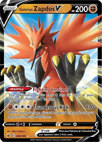 Sword & Shield Chilling Reign 080/198 Galarian Zapdos V