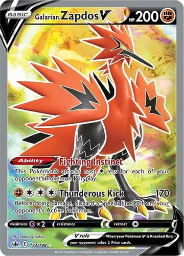 Sword & Shield Chilling Reign- 173/198 Galarian Zapdos V (Full Art)
