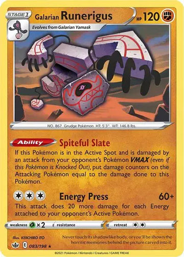 Sword & Shield Chilling Reign 083/198 Galarian Runerigus