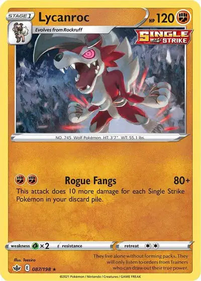 Sword & Shield Chilling Reign 087/198 Lycanroc