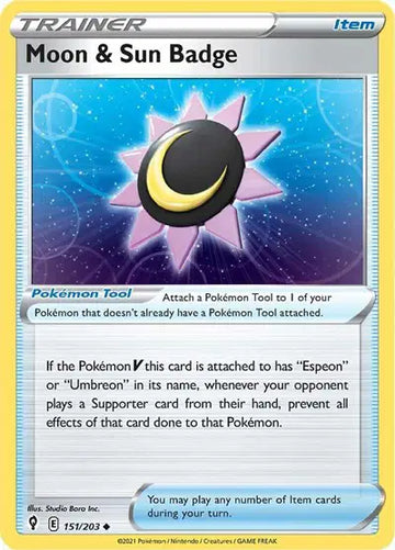 Sword & Shield Evolving Skies 151/203 Moon & Sun Badge