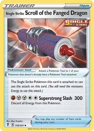 Sword & Shield Evolving Skies 158/203 Single Strike Scroll of the Fanged Dragon