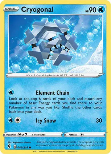 Sword & Shield Evolving Skies 043/203 Cryogonal
