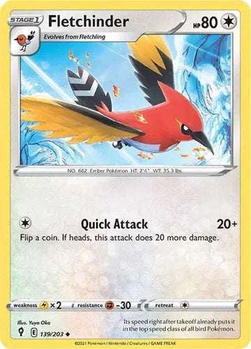 Sword & Shield Evolving Skies 139/203 Fletchinder