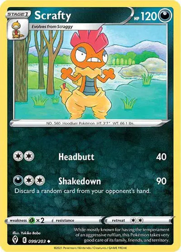 Sword & Shield Evolving Skies 099/203 Scrafty