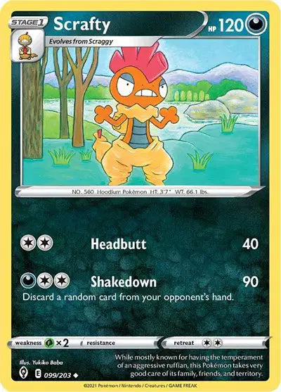 Sword & Shield Evolving Skies 099/203 Scrafty