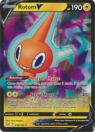 Sword & Shield: Lost Origin : 058/196 - Rotom V - Ultra Rare
